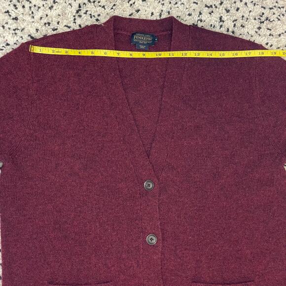 Pendleton Women Wool Cardigan Sweater Button Down Slightly Oversize Red Maroon S - Picture 10 of 16